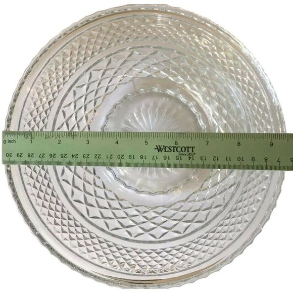 Vintage Anchor Hocking Bowl Clear Glass Wexford Punch Bowl Stand 9.5" x 5" - Picture 3 of 5